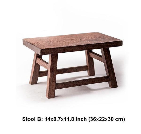 Shoe-changing Stool, Solid Wood low Stool, Wenge Wood Stool, Children's Wooden Stool, Sofa Stool, Dining Table Stool-Silvia Home Craft