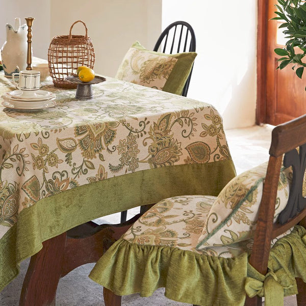 Extra Large Modern Tablecloth Ideas for Dining Room Table, Green Flower Pattern Table Cover for Kitchen, Outdoor Picnic Tablecloth, Rectangular Tablecloth for Round Table-Silvia Home Craft