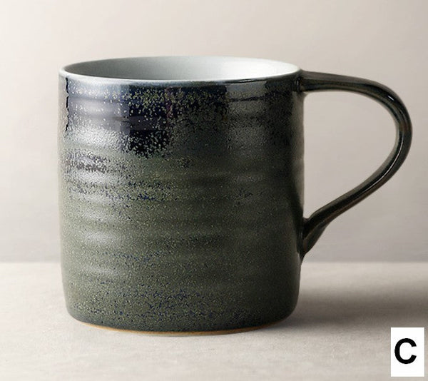 Creative Handmade Coffee Mugs, Blue Green Black Ceramic Coffee Mugs, Large Modern Handmade Pottery Coffee Cup, Large Capacity Coffee Mugs-Silvia Home Craft
