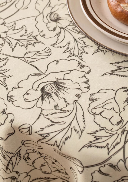 Large Flower Pattern Table Cover for Dining Room Table, Rectangular Tablecloth for Dining Table, Modern Rectangle Tablecloth for Oval Table-Silvia Home Craft
