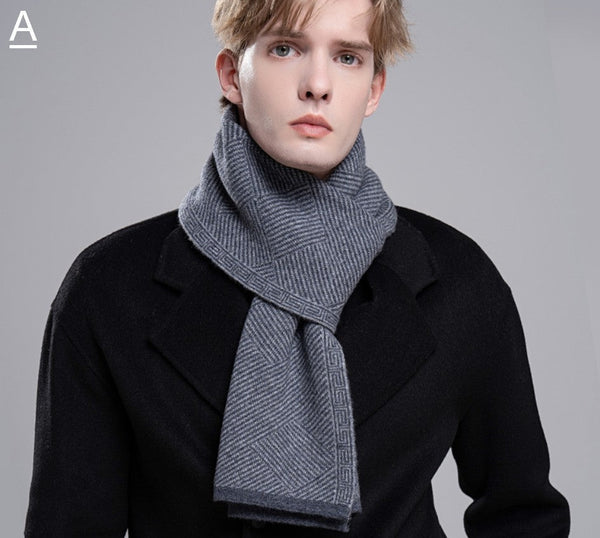 Formal Men Scarf Styles, Black Gray Fashion Scarf, Thick Wool Scarf, Business Wool Scarf for Gentleman, Men's Winter Scarf, Red Casual Scarf Men, Men's Wool Scarf Winter-Silvia Home Craft