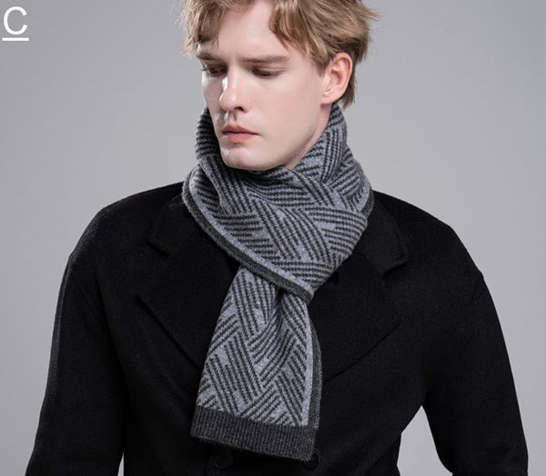 Gray Wool Scarf for Gentleman, Red Thick Wool Scarf, Business Formal Men Scarf Styles, Men's Winter Scarf, Casual Scarf Men, Men's Wool Scarf Winter, Fashion Scarf