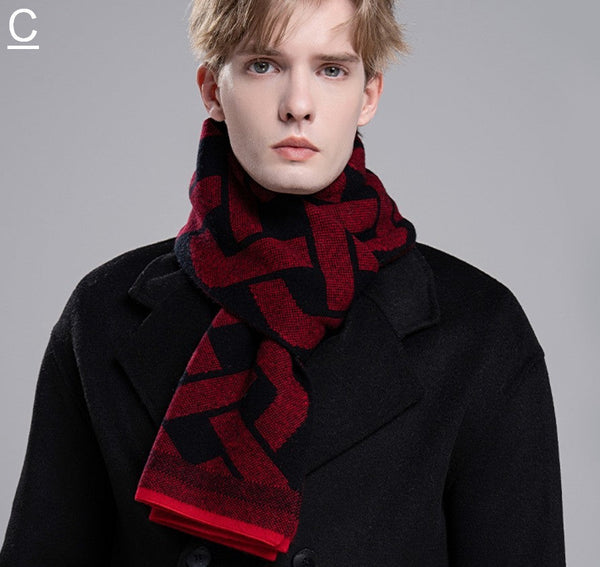 Casual Scarf Men, Wool Scarf for Gentleman, Thick Wool Scarf, Men's Winter Scarf, Men's Wool Scarf Winter, Fashion Scarf, Business Formal Men Scarf Styles-Silvia Home Craft
