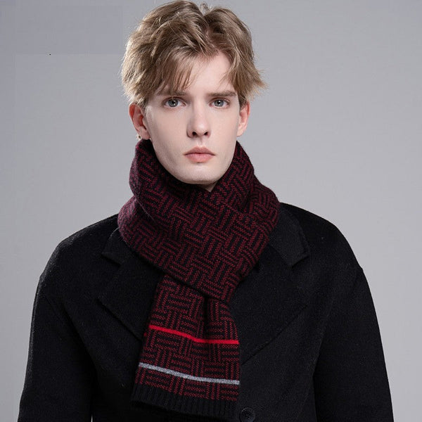 Men's Winter Scarf, Thick Wool Scarf for Men, Modern Casual Scarf Men, Formal Men Scarf Styles, Men's Wool Scarf Winter, Business Wool Scarf for Gentleman-Silvia Home Craft
