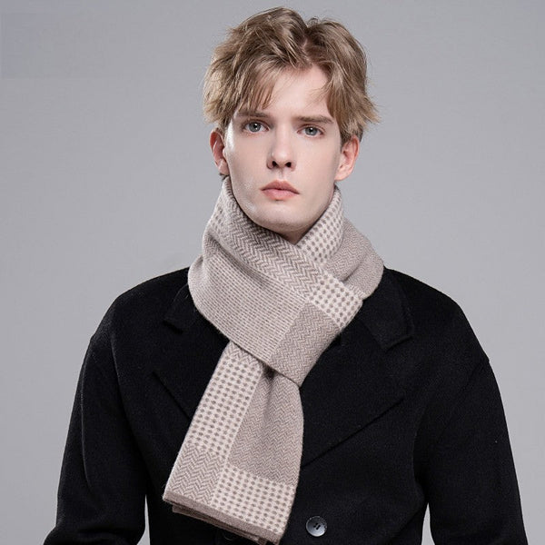 Thick Wool Scarf for Men, Modern Casual Scarf Men, Business Wool Scarf for Gentleman, Formal Men Scarf Styles, Men's Wool Scarf Winter, Men's Winter Scarf-Silvia Home Craft