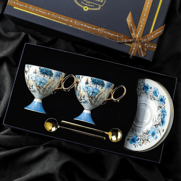 British Tea Cup set, Ceramic Tea Cup and Saucer Set in Gift Box, Elegant Ceramic Coffee Cup with Saucer, Porcelain Tea Cup Set and Saucer Set-Silvia Home Craft