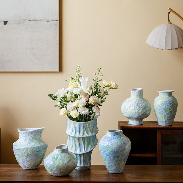 Modern Porcelain Flower Vases, Handmade Water Holding Flower Vases, Centerpiece on Dining Table, Ceramic Bouquet Vases, Flower Vases on Table-Silvia Home Craft