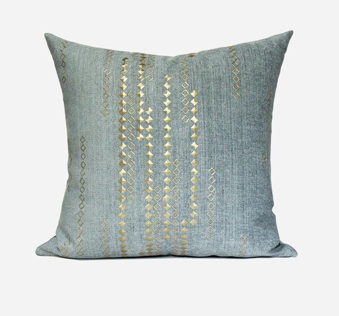 Grey Blue Decorative Throw Pillow For Couch, Soft Velvet Texture, Calming Home Accent
