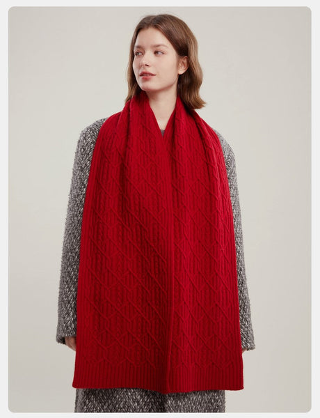 Cold Weather Scarf, Casual Scarf for Women, Fashion Designer Scarf, Red Winter Scarf, Modern Wool Scarf for Women, Soft Cashmere Scarf for Women-Silvia Home Craft