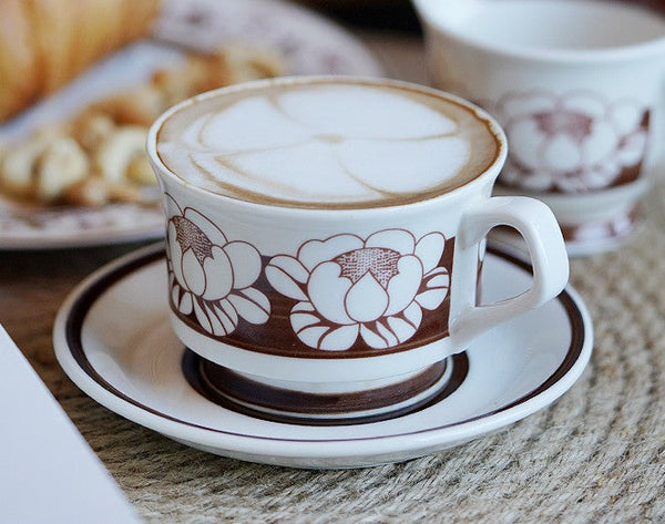 Elegant Ceramic Coffee Cups, Flower Porcelain Tea Cup Saucer Set, Beautiful British Tea Cups, Traditional English Tea Cup and Saucer-Silvia Home Craft