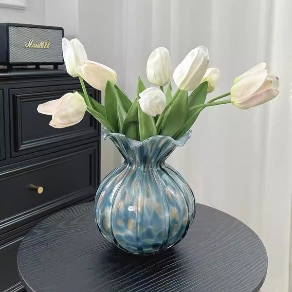 Centerpiece Vases on Table, Handmade Liuli Vases, Color Glaze Vase, Modern Glass Bud Vases, Contemporary Vases for Modern Home Decor-Silvia Home Craft