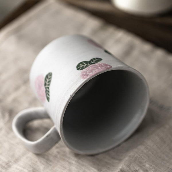 Handmade Pottery Coffee Cup, 10 oz Rose Ceramic Coffee Mug, Cappuccino Coffee Cup, Tea Cup-Silvia Home Craft