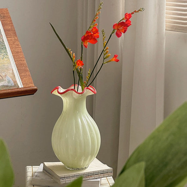 Unique Handmade Vase for Flowers, French Vintage Glass Flower Vases, Glass Bud Vases, Flower Vases on Table-Silvia Home Craft