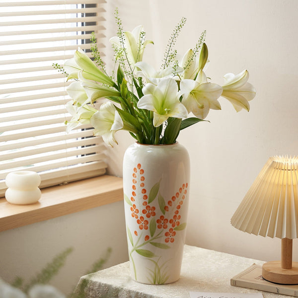 Porcelain Flower Vases, Large Flower Vases on Table, Dining Table Centerpiece, Ceramic Bouquet Vases, Handmade Water Holding Flower Vase-Silvia Home Craft