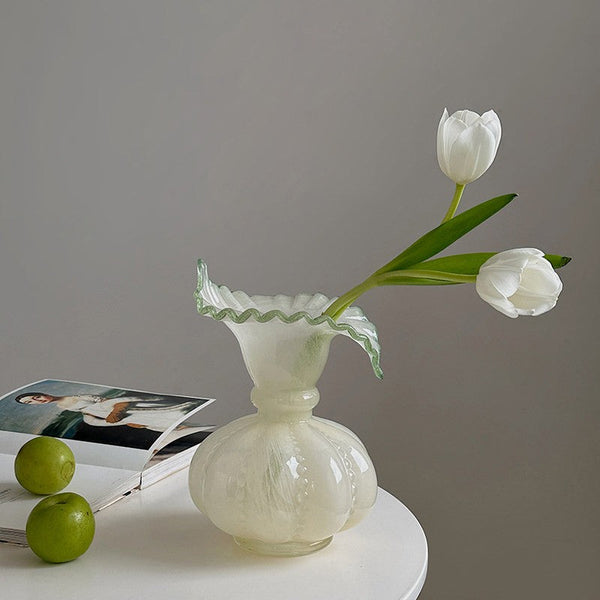 Modern Glass Flower Vases, Handmade Glass Bud Vases, Water Holding Flower Vases, Flower Vases on Table, Small Flower Vase-Silvia Home Craft
