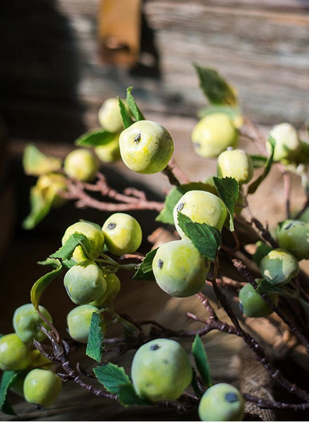 Green Apple Branch, Fruit Branch, Table Centerpiece, Beautiful Modern Flower Arrangement Ideas for Home Decoration, Simple Artificial Floral for Dining Room-Silvia Home Craft
