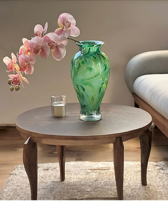Large Green Glass Flower Vases Modern Glass Flower Vases, Statement Floor Vases, Bold Emerald Home Decor