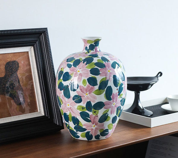 Unique Handmade Modern Flower Vase, Large Porcelain Vases for Modern Home Decor, Centerpiece Ceramic Bouquet Vases, Contemporary Vases on Dining Table-Silvia Home Craft