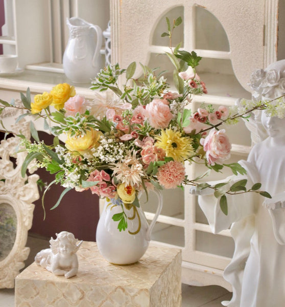 Artificial Floral for Living Room, Large Bunch of Romantic Flowers for Bedroom, Table Centerpiece, Beautiful Flower Arrangement Ideas for Interior Design-Silvia Home Craft