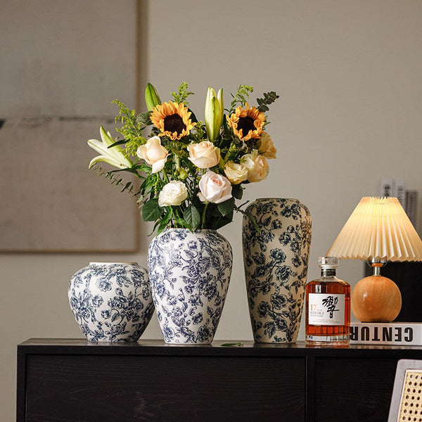 Porcelain Flower Vases, Modern Ceramic Bouquet Vases, Centerpiece on Dining Table, Flower Vase on Table, Handmade Water Holding Flower Vases-Silvia Home Craft