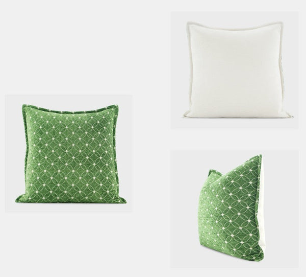 Large Green Pillows for Interior Design, Contemporary Modern Sofa Pillows, Luxury Square Modern Throw Pillows for Couch, Decorative Throw Pillows for Bedroom-Silvia Home Craft