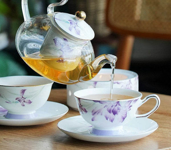Elegant Coffee Cup, Porcelain Coffee Cup, Ceramic Tea Cup Set, Luxury Tea Cup with Saucer, Porcelain Tea cups, British Tea Cup Set, Afternoon Tea Cup with Saucer Set-Silvia Home Craft