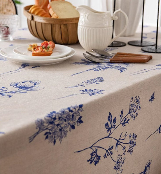Dining Room Flower Table Cloths, Large Rectangular Table Covers for Kitchen, Farmhouse Table Cloth, Wedding Tablecloth, Square Tablecloth for Oval Table-Silvia Home Craft