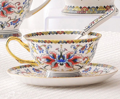 Bohemia Ceramic Coffee Cups, Creative Ceramic Cups, China Porcelain Tea Cup Set, Unique Afternoon Tea Cups and Saucers-Silvia Home Craft