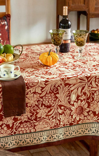 Garden Flower Table Covers for Round Table, Modern Rectangle Tablecloth for Dining Table, Square Tablecloth for Kitchen, Farmhouse Table Cloth for Oval Table-Silvia Home Craft