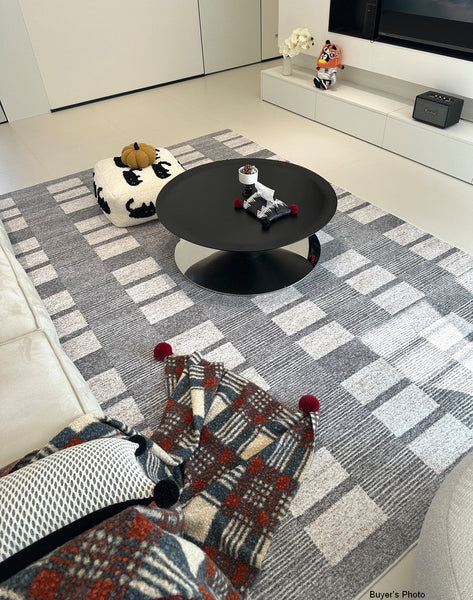 Dining Room Floor Rug, Large Gray Floor Rugs for Living Room, Modern Floor Rugs for Bedroom, Extra Large Geometric Modern Rugs for Office-Silvia Home Craft