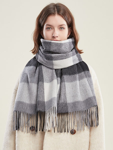 Soft Wool Scarf for women, Wool Scarf for Women, Plaid Winter Shawl, Christmas Holiday Gift, Evening Wrap, Large Winter Shawl, Elegant Shawl, Warm Cape, Winter Scarves-Silvia Home Craft