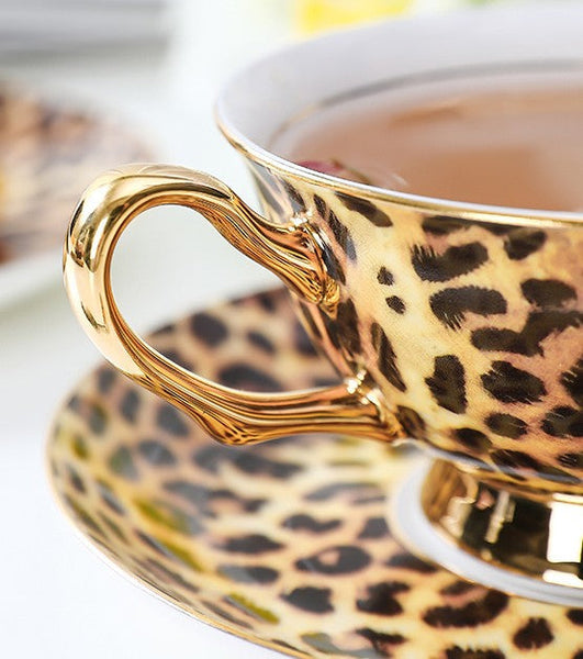 Modern Ceramic Cups, 7.8 oz Porcelain Tea Cup Saucer Set, Elegant Ceramic Coffee Cups, Unique Tea Cup and Saucer in Gift Box-Silvia Home Craft
