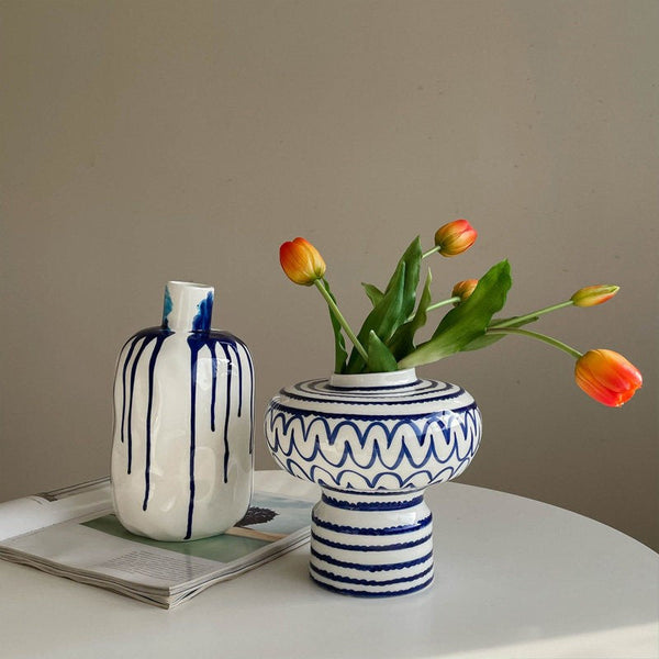 Handmade Water Holding Flower Vases, Modern Ceramic Flower Vases, Porcelain Bud Vases, Small Flower Vases on Table-Silvia Home Craft