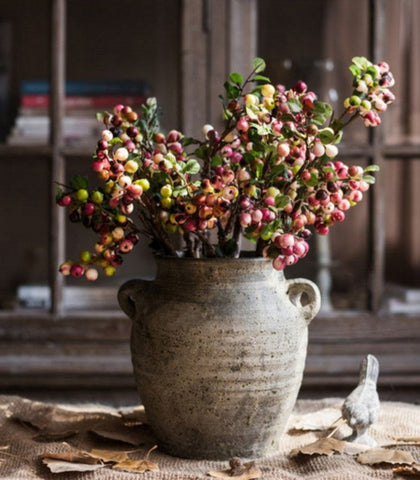 Cranberry Fruit Branch, Flower Arrangement Ideas for Living Room, Unique Artificial Flowers for Home Decoration, Spring Artificial Floral for Bedroom-Silvia Home Craft