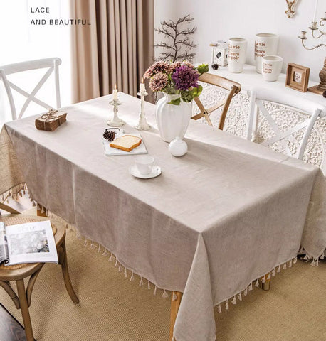 Brown Tablecloth for Home Decoration, Simple Linen Rectangle Table Cover for Dining Room Table, Modern Table Cloth, Square Tablecloth for Oval Table-Silvia Home Craft