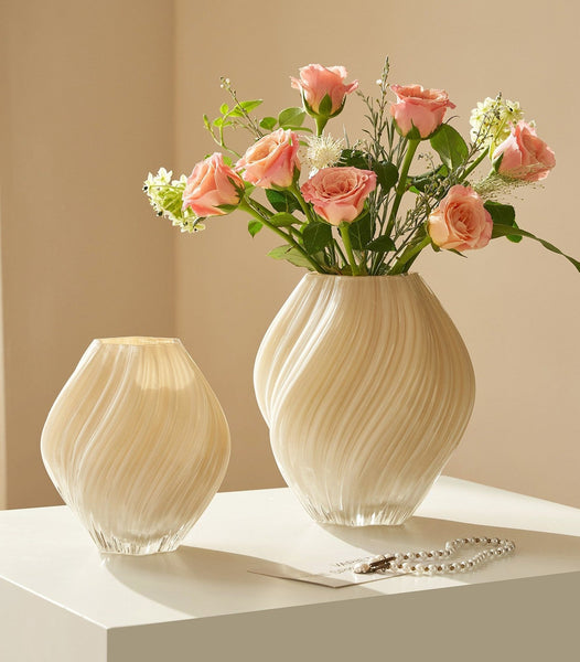 Mid Century Vases for Flowers, Modern Vases for Living Room, Handmade Contemporary Glass Vases, Unique Decorative Glass Vase, Centerpiece Vases on Table-Silvia Home Craft