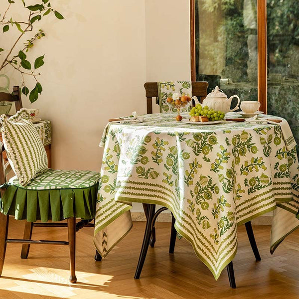 Canterbury Bell and Pomegranate Table Covers for Round Table, Large Modern Rectangle Tablecloth for Dining Table, Farmhouse Table Cloth for Oval Table-Silvia Home Craft