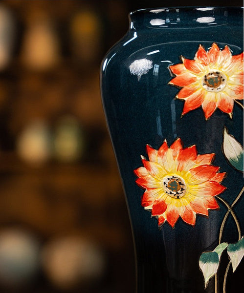 Ceramic Bouquet Vases, Sunflower Vases on Table, Porcelain Flower Vases, Dining Table Centerpiece, Handmade Water Holding Flower Vase-Silvia Home Craft