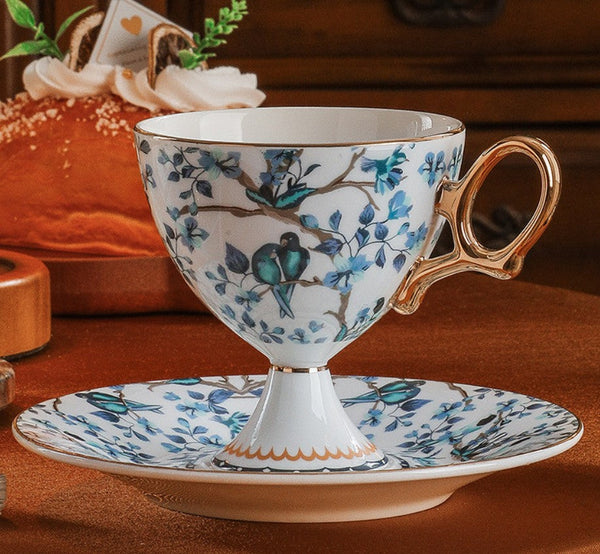Ceramic Tea Cups and Saucers in Gift Box, British Tea Cup set, Elegant Ceramic Coffee Cups, Creative Porcelain Tea Cup Set and Saucer-Silvia Home Craft