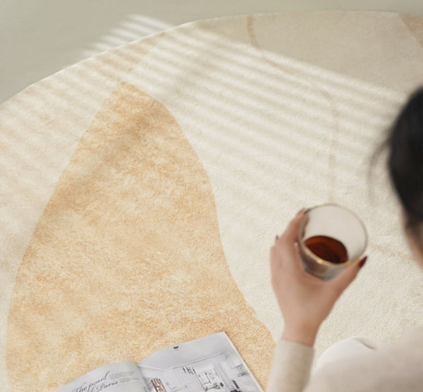 Contemporary Round Rugs Under Bed, Modern Round Carpets for Dining Room, Contemporary Round Rugs for Living Room, Hallway Floor Carpets-Silvia Home Craft