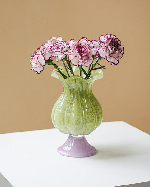 Modern Glass Vase for Flowers, Mid Century Glass Vases, Handmade Modern Vases for Living Room, Unique Decorative Glass Vase, Centerpiece Contemporary Vases on Table-Silvia Home Craft
