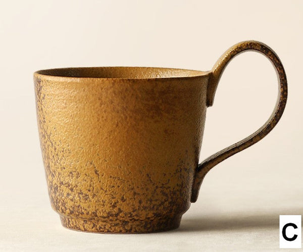 Modern Handmade Pottery Coffee Cup, Creative Brown Green Blue Ceramic Coffee Mugs, Large Unique Tea Cup, Large Capacity Coffee Cups-Silvia Home Craft
