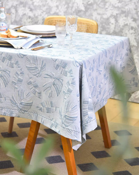 Large Rectangle Table Covers for Dining Room Table, Square Tablecloth for Round Table,Monstera Leaf Modern Table Cloths for Kitchen, Simple Contemporary Cotton Tablecloth-Silvia Home Craft