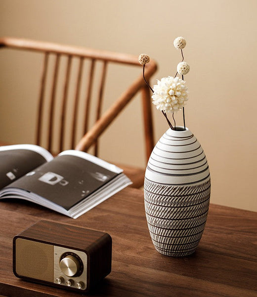 Centerpiece on Dining Table, Large Flower Vase on Table, Modern Bouquet Flower Vases, Handmade Pottery Flower Vases Urn, Water Holding Flower Vases-Silvia Home Craft