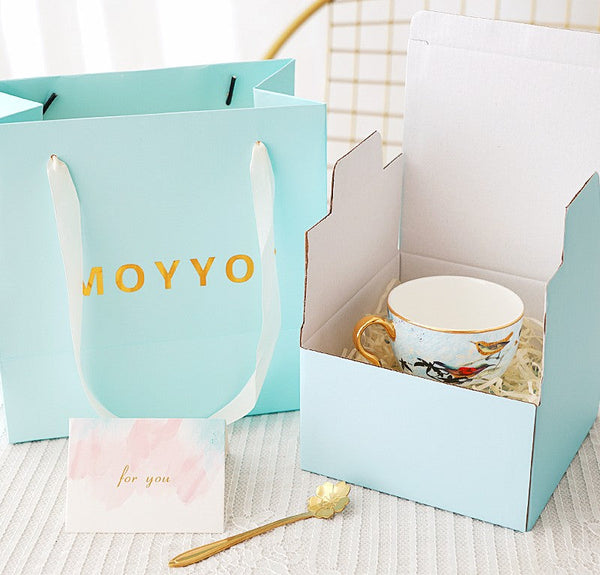 Elegant Ceramic Coffee Cups, Unique Bird Flower Tea Cup and Saucer in Gift Box as Birthday Gift, Beautiful British Tea Cups, Royal Porcelain Tea Cup Set-Silvia Home Craft
