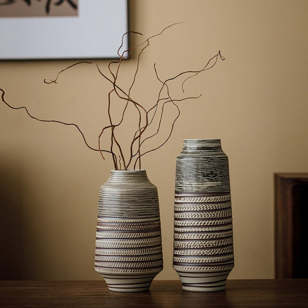 Modern Bouquet Flower Vases, Centerpiece on Dining Table, Handmade Pottery Flower Vases Urn, Water Holding Flower Vases, Large Flower Vase on Table-Silvia Home Craft
