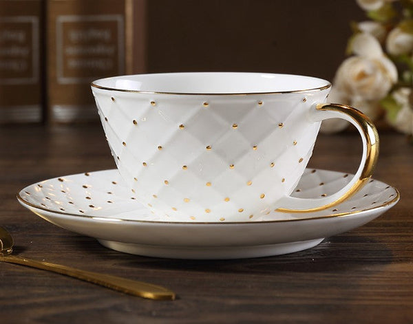 Elegant Ceramic Tea Cups, Unique Tea Cups and Saucers in Gift Box as Birthday Gift, Beautiful British Tea Cups, Creative Bone China Porcelain Tea Cup Set-Silvia Home Craft