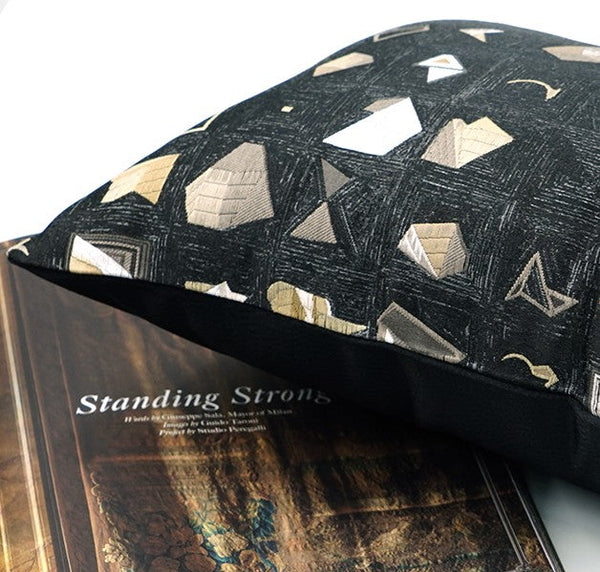 Abstract Black Decorative Throw Pillows, Geometric Contemporary Square Modern Throw Pillows for Couch, Large Simple Throw Pillow for Interior Design-Silvia Home Craft