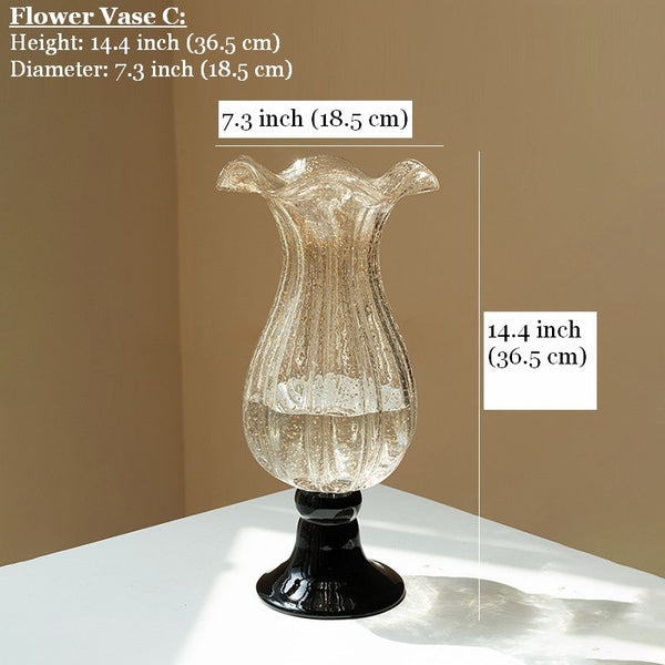Contemporary Glass Vases, Mid Century Vases for Flowers, Handmade Modern Vases for Living Room, Unique Decorative Glass Vase, Centerpiece Vases on Table-Silvia Home Craft