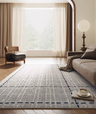 Mid Century Modern Rugs for Bedroom, Large Modern Rugs for Living Room, Contemporary Abstract Rugs under Dining Room Table-Silvia Home Craft